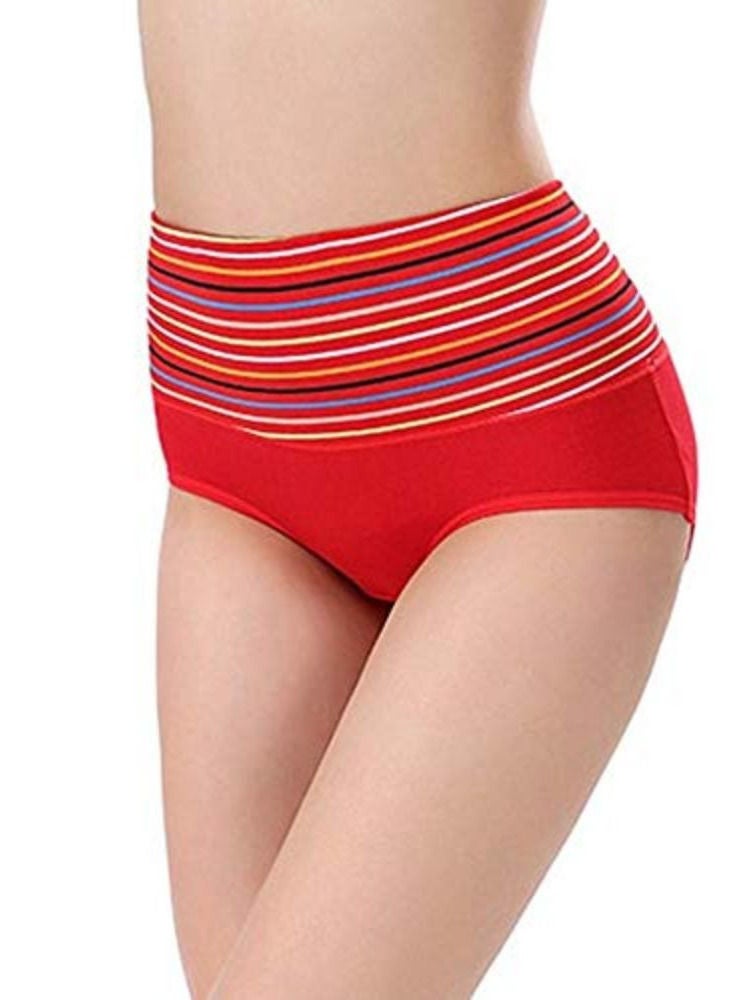 Glamroot Women's Cotton Spandex High Waist Tummy Control Panty Black/Red Pack Of 2 - Image 3