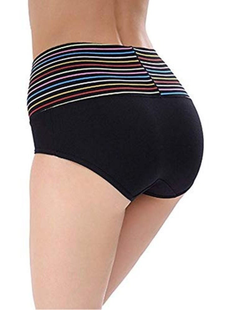 Glamroot Women's Cotton Spandex High Waist Tummy Control Panty Black/Red Pack Of 2 - Image 2