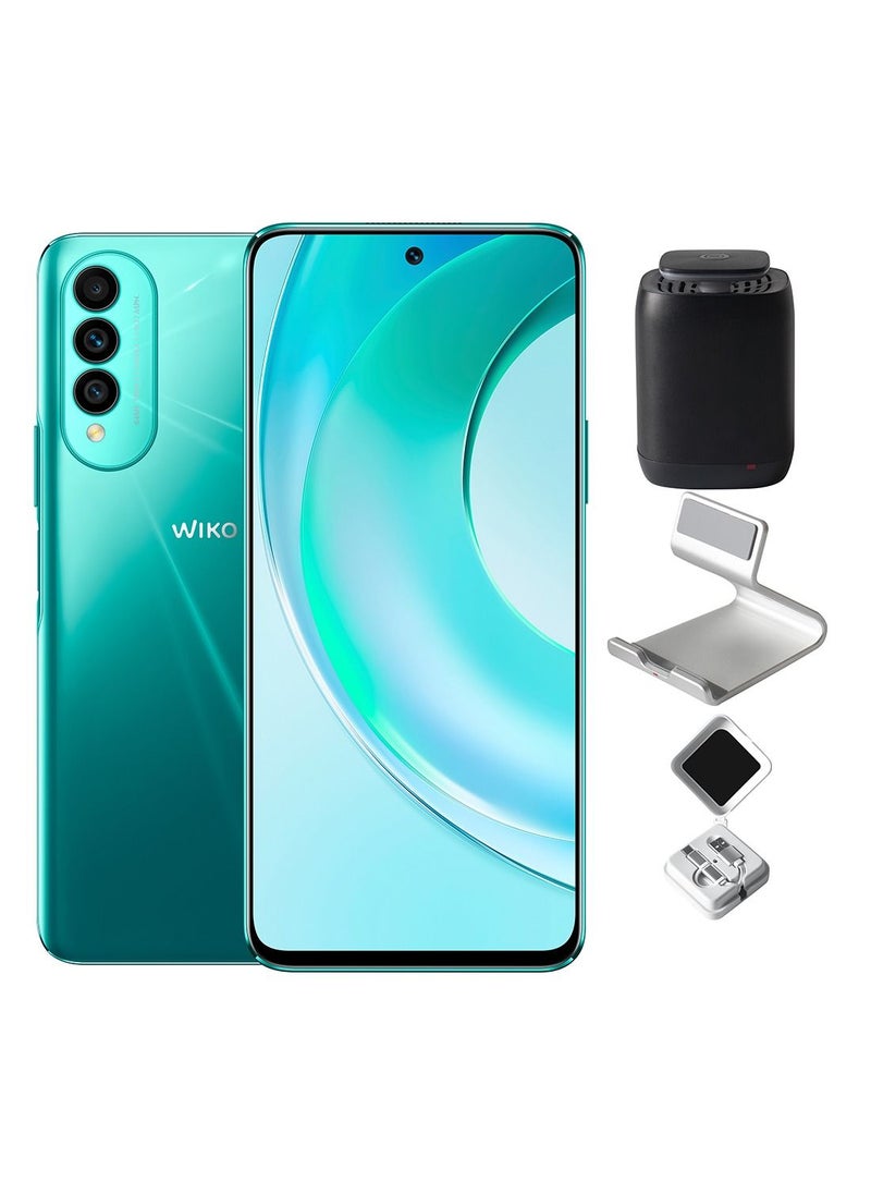 Wiko - T50 Dual SIM Aqua Green 6GB RAM 128GB 4G LTE With Bluetooth Speaker + USB Cable + Mobile Stand - Image 1