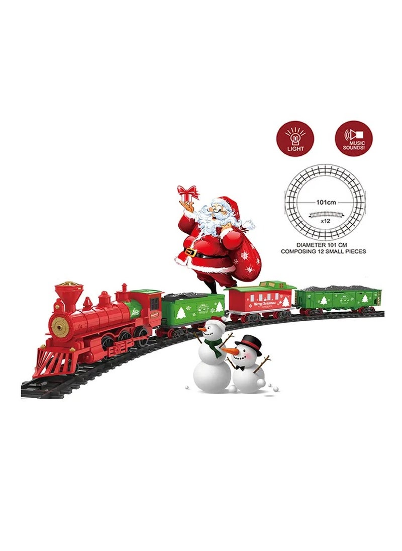 Christmas Train Toy Set with Lights & Music, 24 Pieces, Large Oval Track, Holiday Decoration for Kids, ST0027866M-B  - Image 1