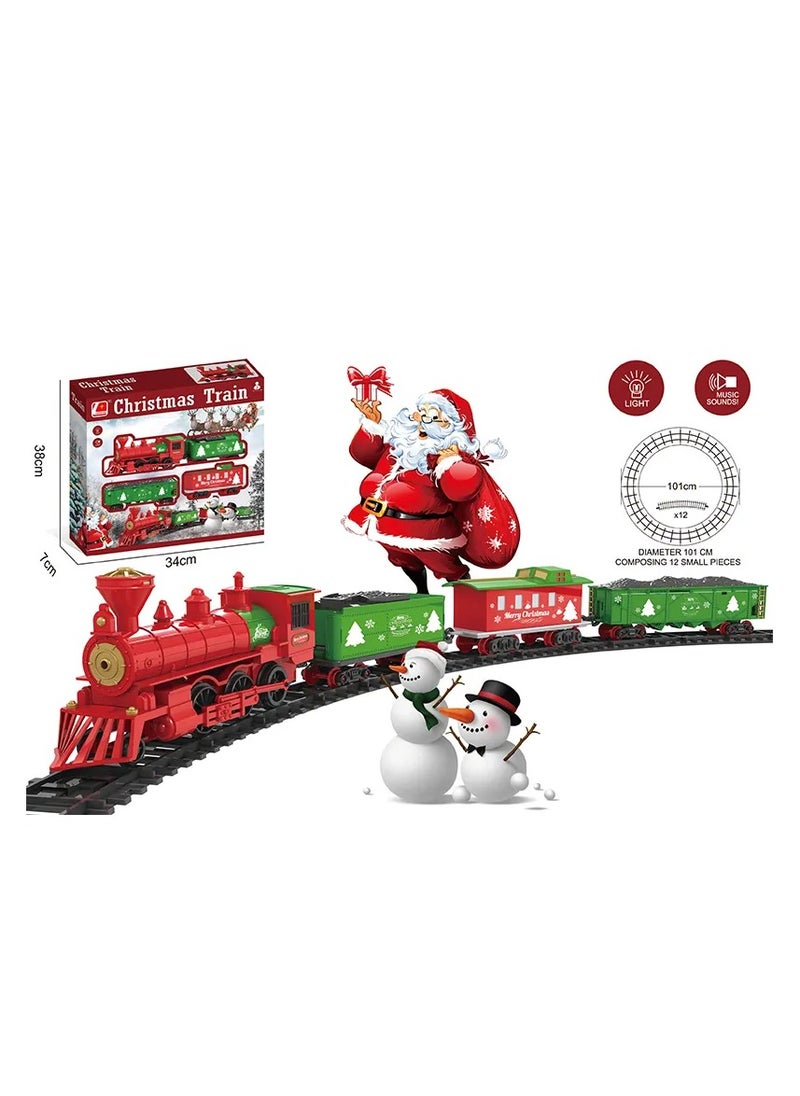 Christmas Train Toy Set with Lights & Music, 24 Pieces, Large Oval Track, Holiday Decoration for Kids, ST0027866M-B  - Image 4