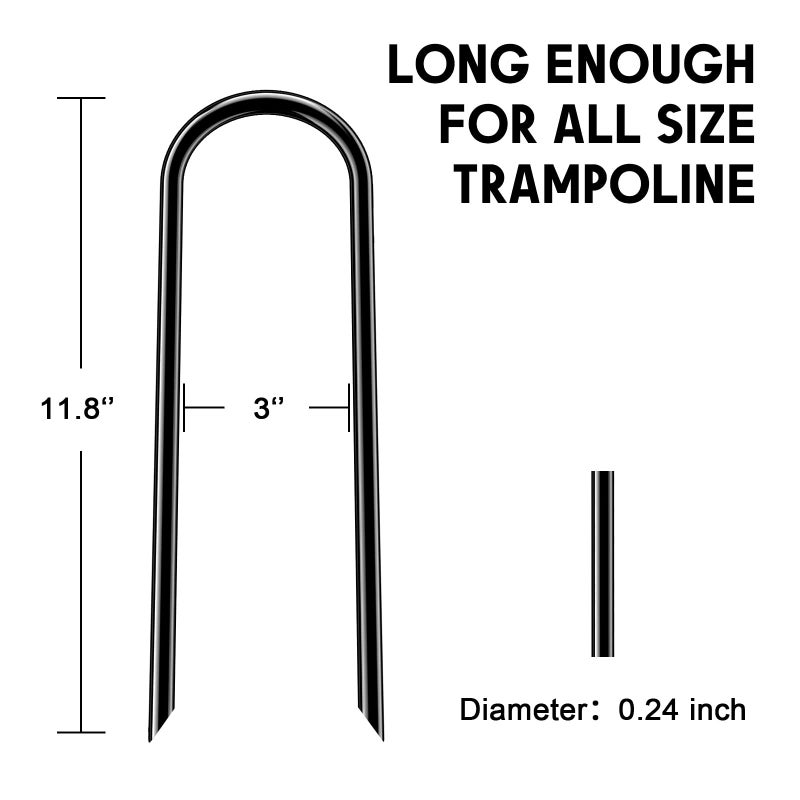 synoratory 12Inch Trampoline Accessories Trampolines Stakes Trampoline Anchors Heavy Duty High Wind U Type, Safety Accessories Galvanized Steel For Soccer Goals, Camping Tents And Garden Decoration - Image 5