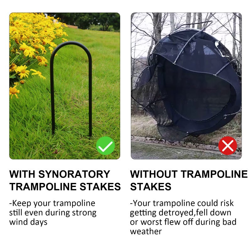 synoratory 12Inch Trampoline Accessories Trampolines Stakes Trampoline Anchors Heavy Duty High Wind U Type, Safety Accessories Galvanized Steel For Soccer Goals, Camping Tents And Garden Decoration - Image 2