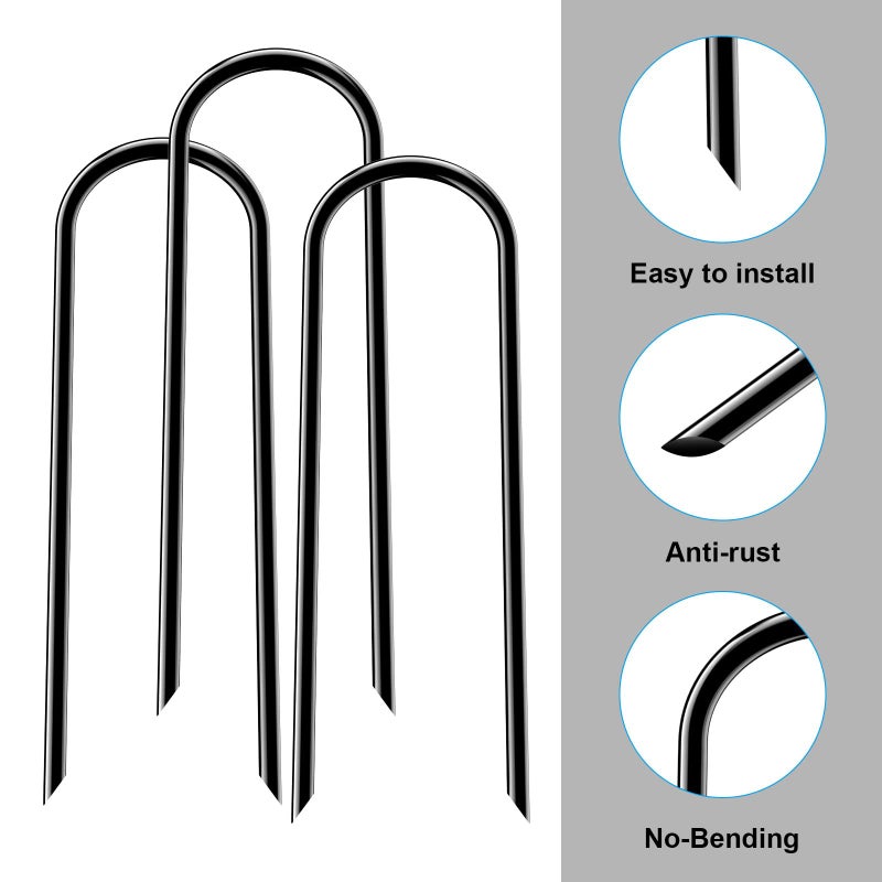 synoratory 12Inch Trampoline Accessories Trampolines Stakes Trampoline Anchors Heavy Duty High Wind U Type, Safety Accessories Galvanized Steel For Soccer Goals, Camping Tents And Garden Decoration - Image 4