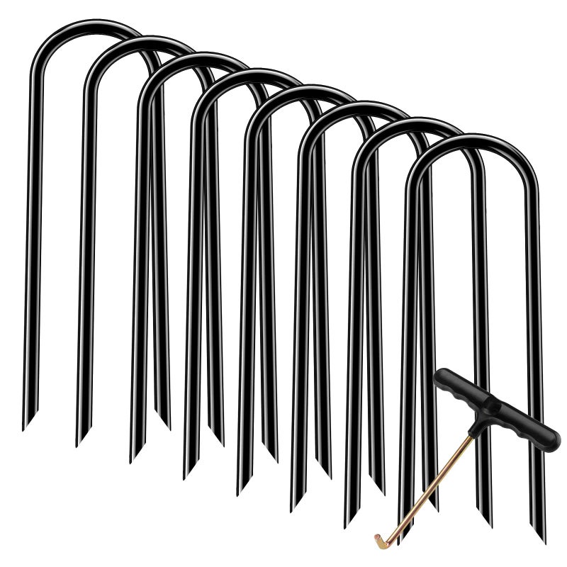 synoratory 12Inch Trampoline Accessories Trampolines Stakes Trampoline Anchors Heavy Duty High Wind U Type, Safety Accessories Galvanized Steel For Soccer Goals, Camping Tents And Garden Decoration - Image 1