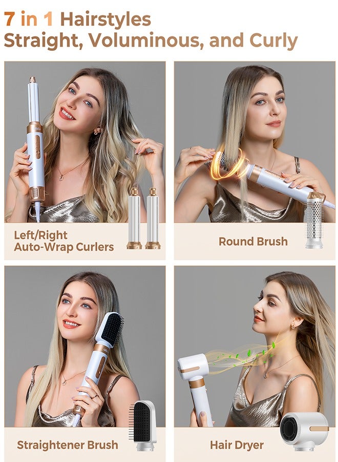7-in-1 Hair Dryer Brush Ceramic Dryer, Ionic Hair Dryer, Salon Professional Blow Dryer 1400W AC Motor Fast Drying with 3 Speed, 3 Heat Setting, with Curling Barrels, Hair Dryer, Diffuser, Nozzle, Co - Image 2