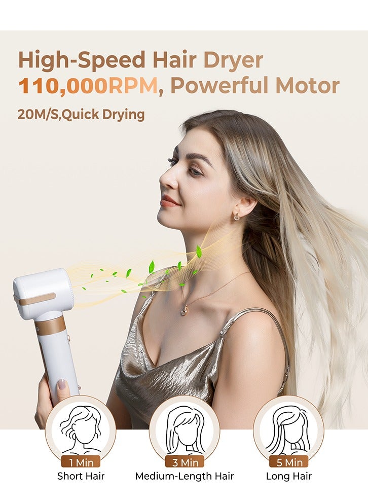 7-in-1 Hair Dryer Brush Ceramic Dryer, Ionic Hair Dryer, Salon Professional Blow Dryer 1400W AC Motor Fast Drying with 3 Speed, 3 Heat Setting, with Curling Barrels, Hair Dryer, Diffuser, Nozzle, Co - Image 3