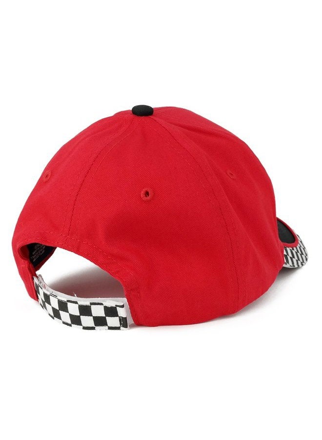 Armycrew MC Racing Flag Low Profile Structured Cotton Twill Baseball Cap, Red, One size - Image 3