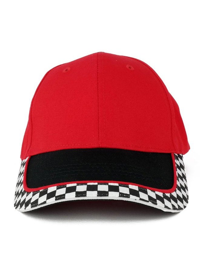 Armycrew MC Racing Flag Low Profile Structured Cotton Twill Baseball Cap, Red, One size - Image 2