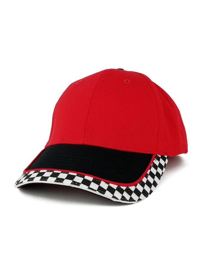 Armycrew MC Racing Flag Low Profile Structured Cotton Twill Baseball Cap, Red, One size - Image 1