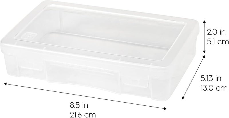 IrisUSA Pencil Case Plastic Pouch Box Storage Organizer for Beads, Pens, and Art Supplies, 10-Pack, Stackable Container with Snap Lid for Jewelry, Stickers, and Tackle Box, Clear, Medium - Image 3