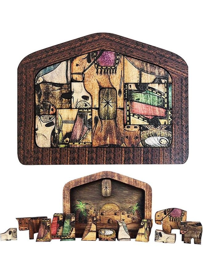 Antetek Wooden Jesus Puzzle Statue Nativity Puzzle With Wood Burned Design Jesus Puzzles Nativity Set Jigsaw Puzzle Game For Adults And Kids Home Decor Birthday Present Gifts (Large (11.9 X 7.9)) - Image 2
