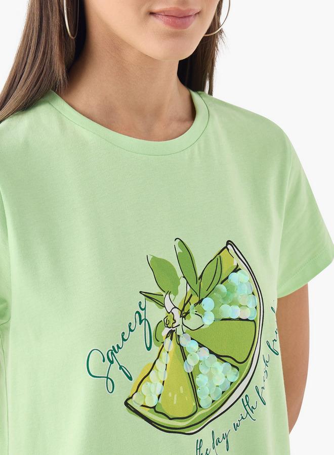 سبلاش فيڤ تيشيرت بياقة مستديرة مزين بأكمام قصيرة - Image 4