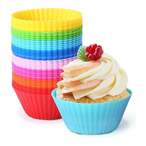 Casa Azul 24Pcs Silicone Cupcake Mould | Non-Stick Reusable Cup Cake Moulds for Baking - BPA Free Food Grade Silicone Moulds, 230°C Heat Resistant, Perfect for Muffins, Cupcakes, Pastries & More - Image 1