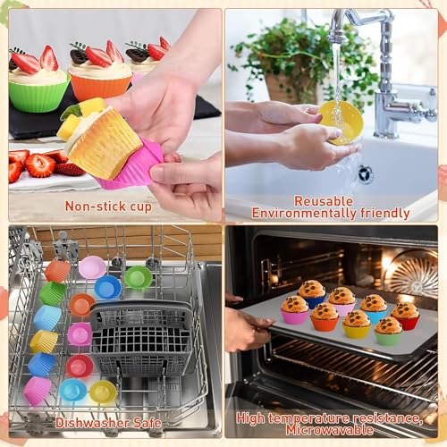 Casa Azul 24Pcs Silicone Cupcake Mould | Non-Stick Reusable Cup Cake Moulds for Baking - BPA Free Food Grade Silicone Moulds, 230°C Heat Resistant, Perfect for Muffins, Cupcakes, Pastries & More - Image 4