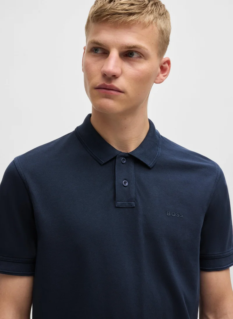 بوس Cotton-piqué polo shirt with logo print