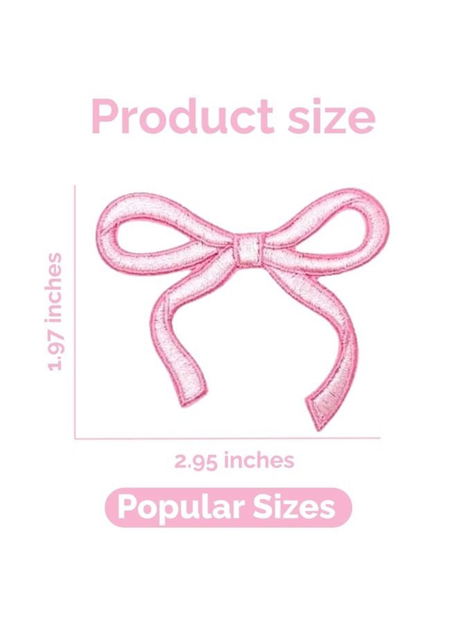 Powerful Morale 18pcs Bow Patches, Iron on Bow Pink Patch for Clothes Shoes Jeans Hats & More - Embroidery Applique for DIY Projects - Image 4
