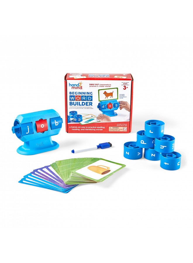 hand2mind hand2mind Beginning Word Builder, CVC Word Games, Spelling Toys for Kids 3-5, Learning How to Read, Sight Words Flash Cards, Kindergarten Learning Activities, Science of Reading Manipulatives - Image 1
