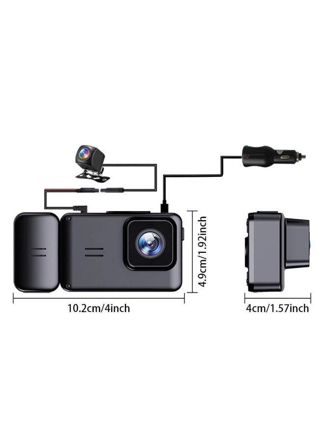 3 Channel WiFi Dash Cam Front Cabin Rear Car Camera 1080P Night Vision Loop Recording Black - Image 5