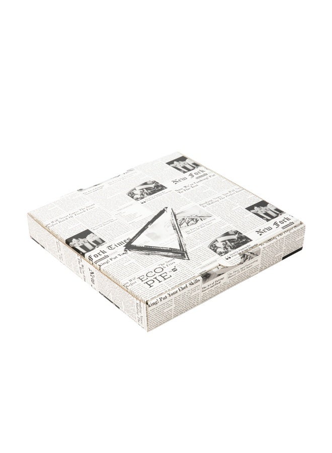 Restaurantware Eco Pie 12.6 x 12.6 x 1.7 Inch Pizza Boxes, 50 Corrugated Pizza Delivery Boxes - Repurpose As Plates, Sturdy, Newsprint And White Paper Take Out Boxes, Greaseproof, Disposable - Image 1