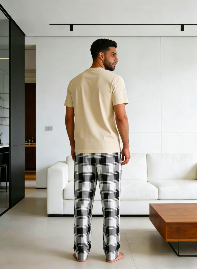تايك تو طقم بيجاما من بنطال كاروهات وتيشيرت للرجال - Image 2