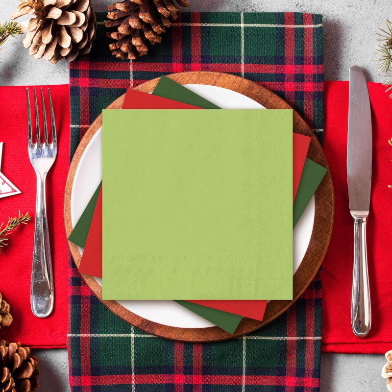 Whaline 120 Sheet Christmas Cocktail Napkin 2 Ply Red Green Color Paper Napkins 6 Colors Disposable Dinner Napkins For Xmas Winter Holiday Supplies - Image 5