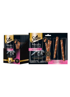 Sheba Sheba Meaty Tender Sticks Soft Cat Treats Salmon Flavor, 0.14 oz., 5 Count (Pack of 10)  - Image 1