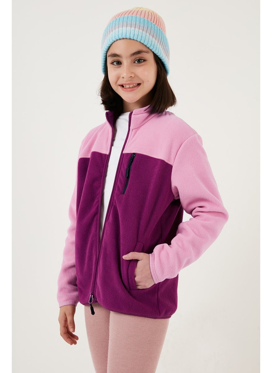 Lela - Soft Textured Zippered Color Block Stand Collar Pocket Polar Children's Fleece 5905001 - Image 1