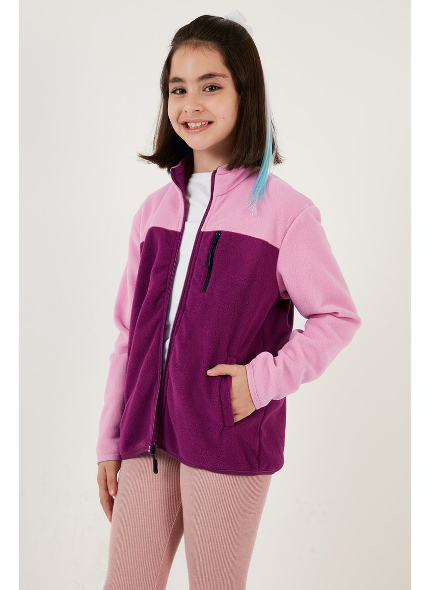 Lela - Soft Textured Zippered Color Block Stand Collar Pocket Polar Children's Fleece 5905001 - Image 1
