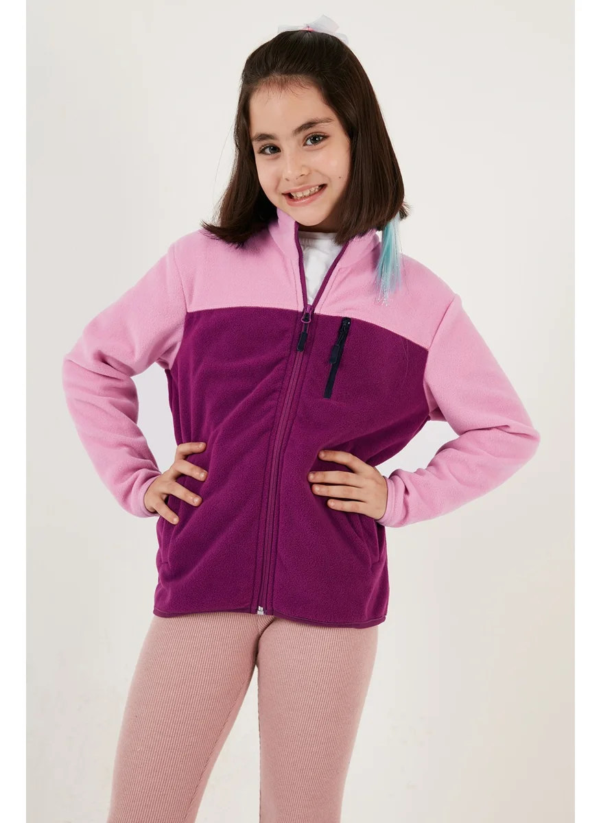 Lela Soft Textured Zippered Color Block Stand Collar Pocket Polar Children's Fleece 5905001