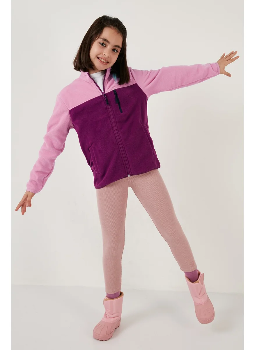 Lela Soft Textured Zippered Color Block Stand Collar Pocket Polar Children's Fleece 5905001