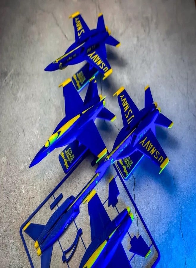 3D CRAFT Blue Angels Navy Fighter Jets Model Kit, Die-Cast Metal Collectible Aircraft Set, 1:72 Scale, Royal Blue and Yellow - Image 1