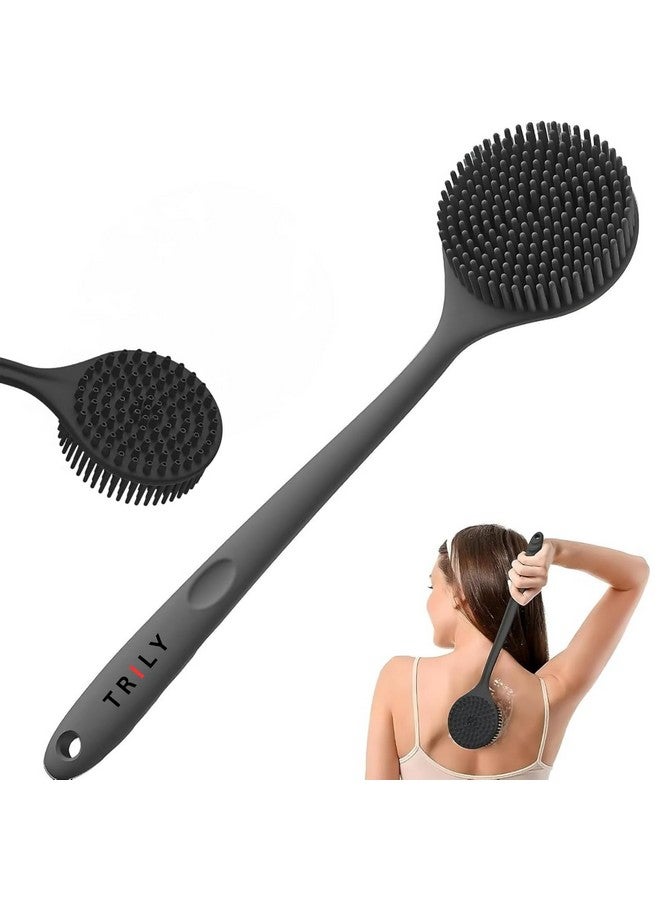 TRILY Soft Silicone Back Scrubber Shower Bath Body Brush with Long Handle, BPA-Free, Hypoallergenic, Eco-Friendly (MULTICOLOR) (Silicone Bath Brush pack of 1) - Image 1