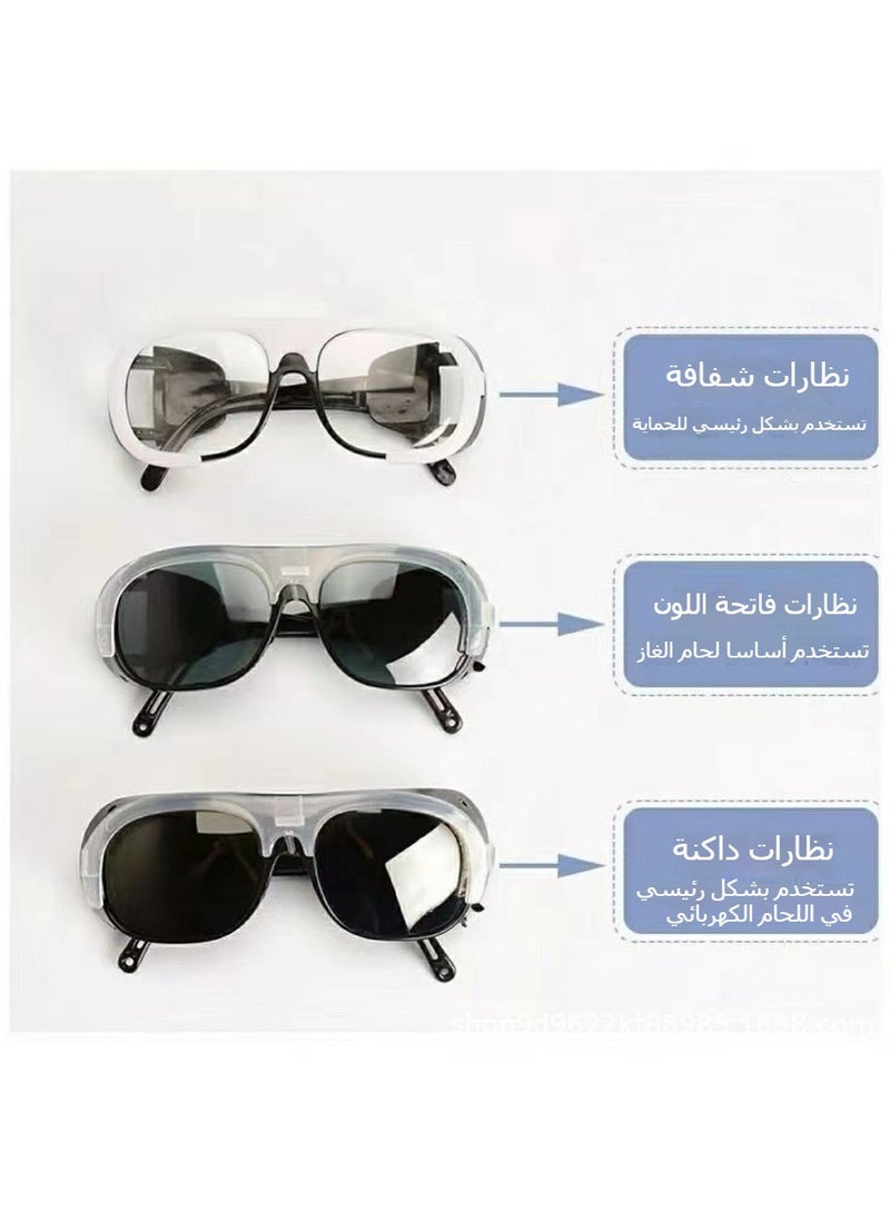 Excefore Safety goggles, 3-pack, fog-proof, dust-proof, scratch-proof, splash-proof, and chemical-resistant. Wrap-around goggles suitable for nurses, workers, and architects. Cowhide eyeglasses, welding goggles, welder's labor protection, transparent/black/gray. - Image 2