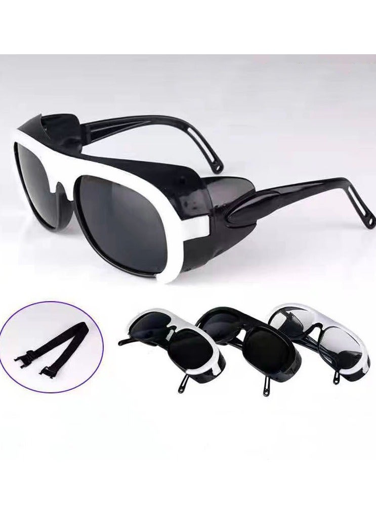 Excefore Safety goggles, 3-pack, fog-proof, dust-proof, scratch-proof, splash-proof, and chemical-resistant. Wrap-around goggles suitable for nurses, workers, and architects. Cowhide eyeglasses, welding goggles, welder's labor protection, transparent/black/gray. - Image 3