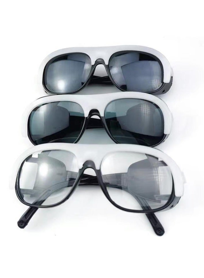 Excefore Safety goggles, 3-pack, fog-proof, dust-proof, scratch-proof, splash-proof, and chemical-resistant. Wrap-around goggles suitable for nurses, workers, and architects. Cowhide eyeglasses, welding goggles, welder's labor protection, transparent/black/gray. - Image 5