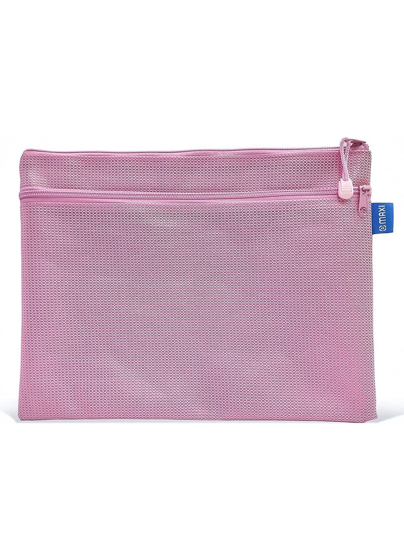 Maxi 6-Piece A3 Size Double Zipper Bag Light Pink Color 