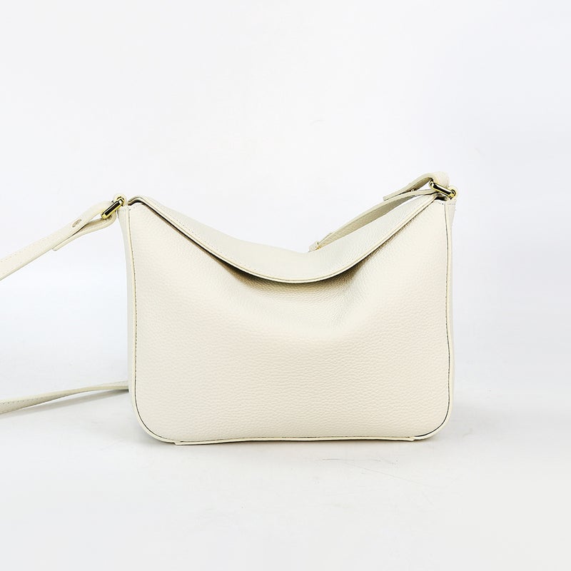 2023 Leather Baguette Underarm Bag Litchi Pattern Top Layer Cowhide Niche Design Shoulder Crossbody Bag - Image 5