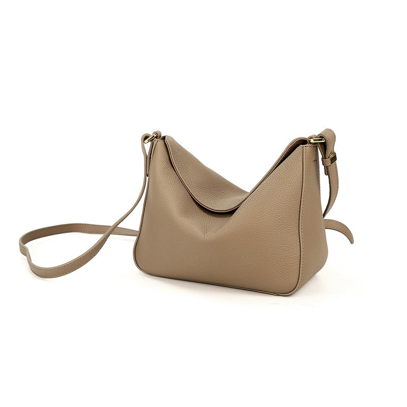 2023 Leather Baguette Underarm Bag Litchi Pattern Top Layer Cowhide Niche Design Shoulder Crossbody Bag - Image 1