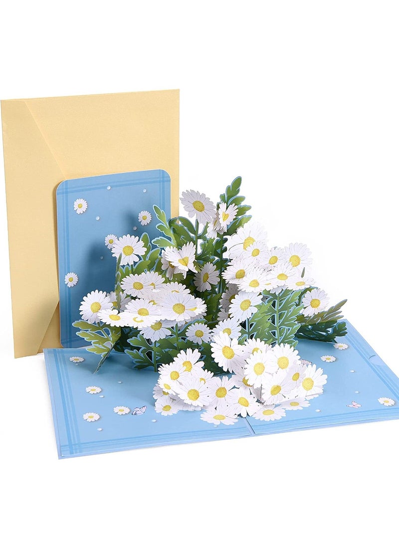 KASTWAVE Pop Up Cards 3D Cards for Birthday, Flower Spring Card with Daisies, Birthday Card, Mother’s Day Card for Wife, Mom, Grandma, Sister, Girlfriend, Daughter - Image 1