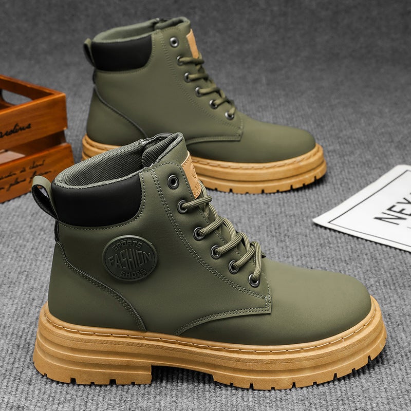 Autumn New Breathable High-top Martin Boots Men's British Style Vintage Workwear Shoes Boots Thick Sole Short Boots Casual Shoes - Image 1