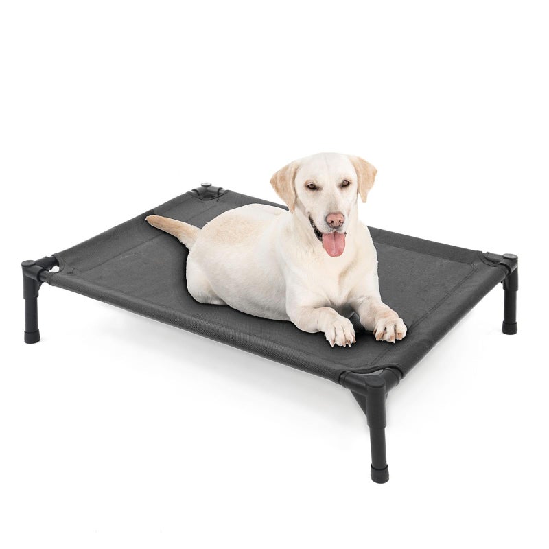 Garnpet Elevated Dog Bed for Large Dogs, Raised Dog Cot Fits Up to 120 LBs, Heavy Duty Pet Cots with Durable Supportive Teslin Recyclable Washable Mesh, Indoor & Outdoor Pet Bed, Dark Grey - Image 1