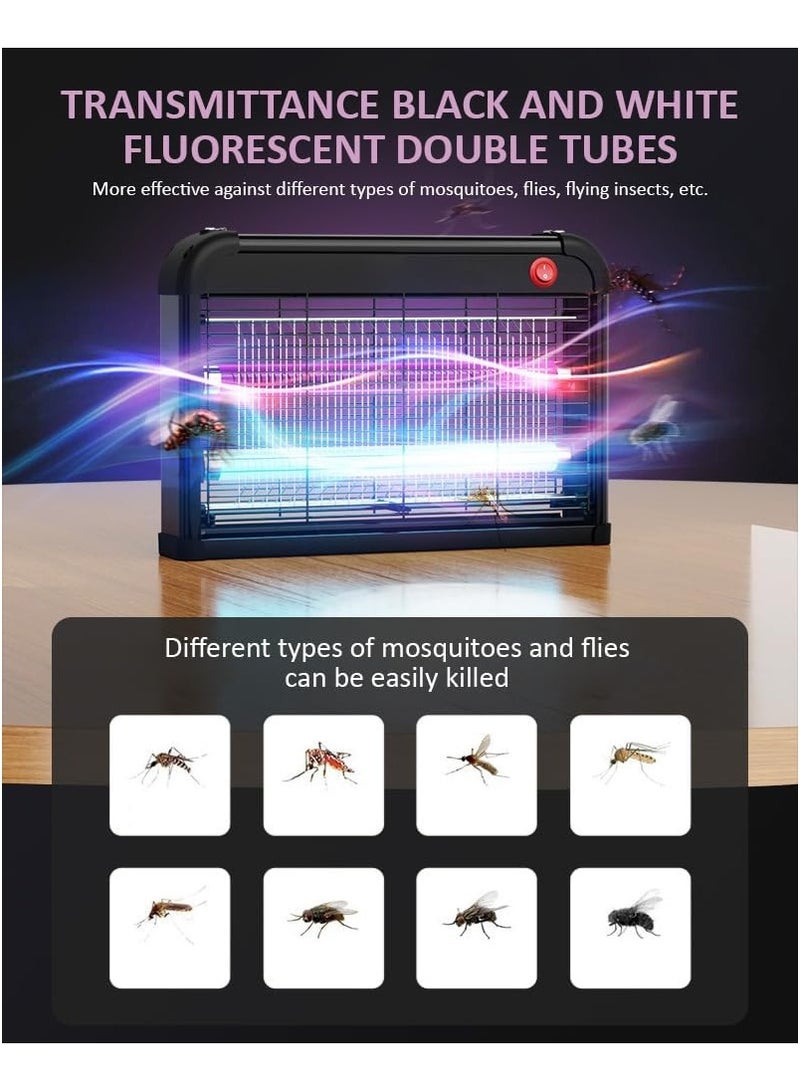 Rubik مبيد حشرات كهربائي، 40 واط ضوء UV و LED لقتل الحشرات الطائرة والبعوض للاستخدام المنزلي والمكتبي والتجاري الداخلي (الحجم، 64x27 سم) أسود - Image 4