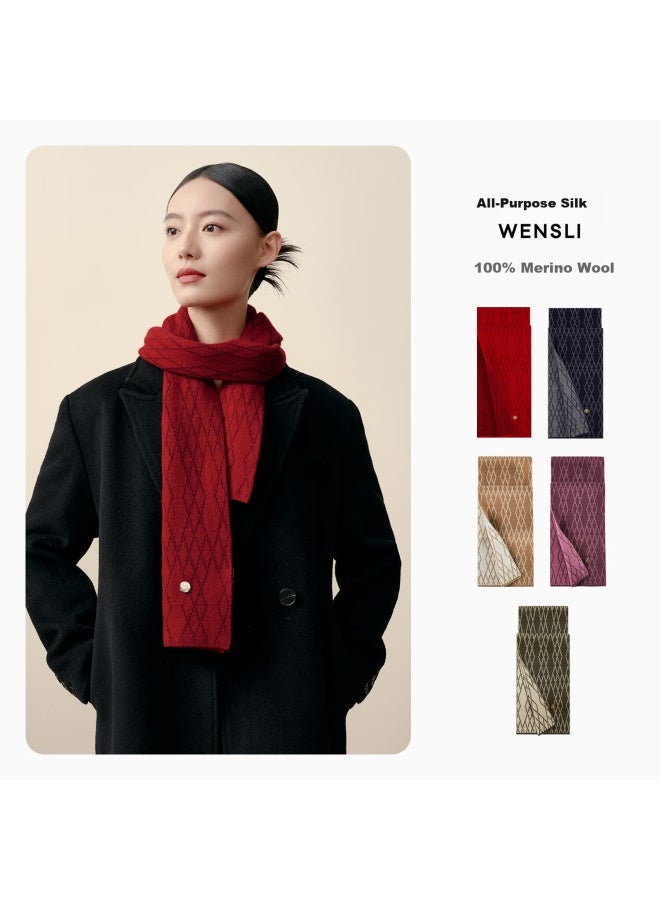 Wanshili Wensli Pure Wool Scarf For Women Winter Edition, Gift Box Set For Girlfriend, Cross Time And Space - Image 2