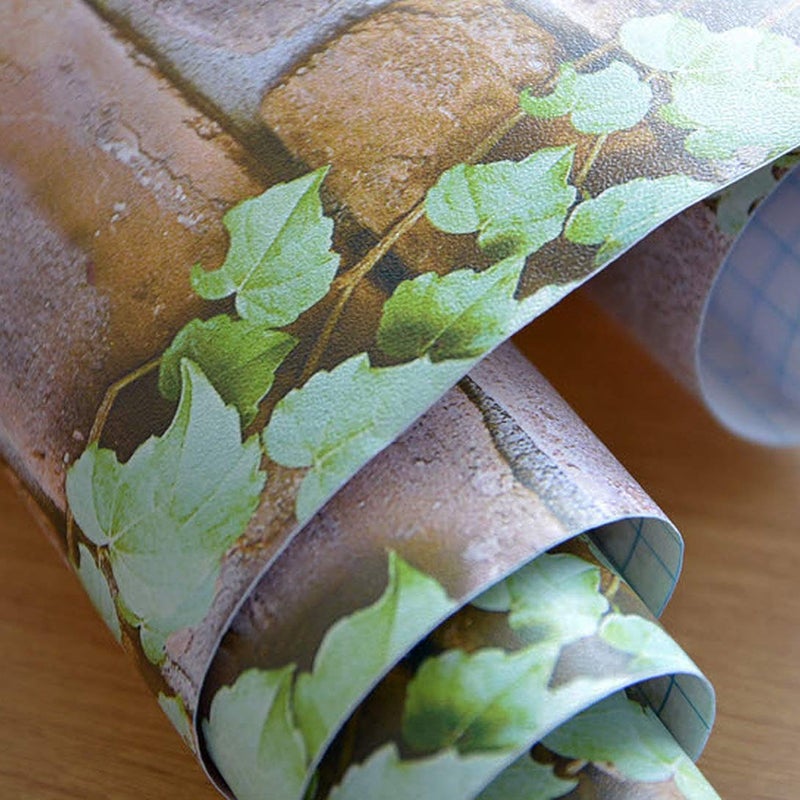 wolpin 3D Bricks and Vine Wallpaper (45 x 500 cm, Vine Brown) - Image 1