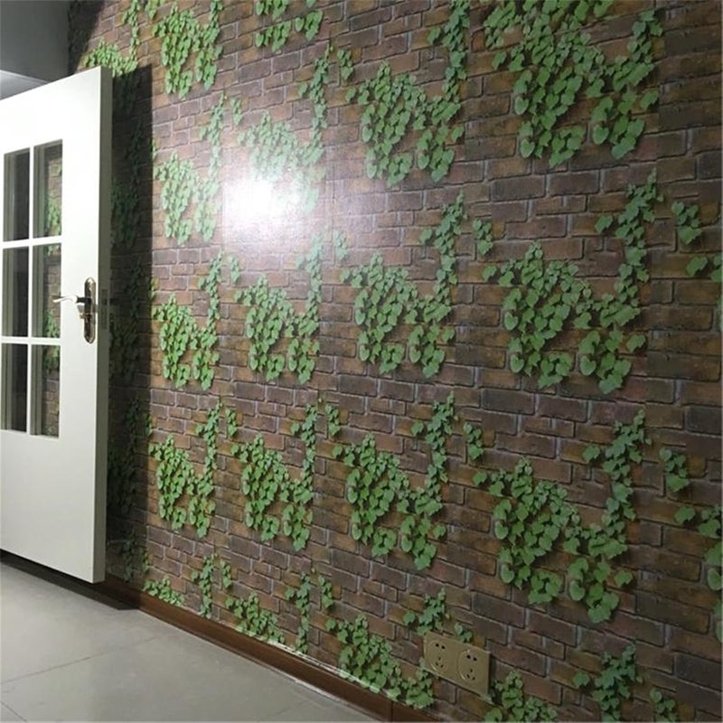 wolpin 3D Bricks and Vine Wallpaper (45 x 500 cm, Vine Brown) - Image 4