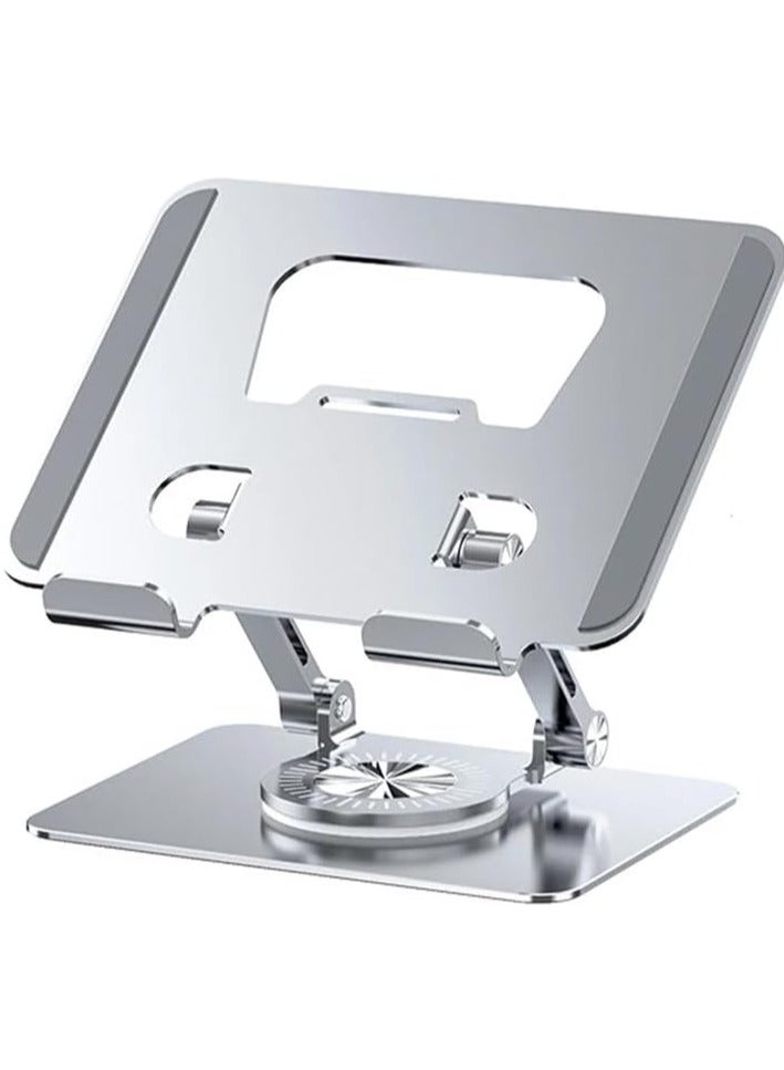 ELTRAZONE Rotatable Adjustable Tablet Stand – Silver Desk Mount for 4-12 Inch Tablets & Smartphones - Image 1