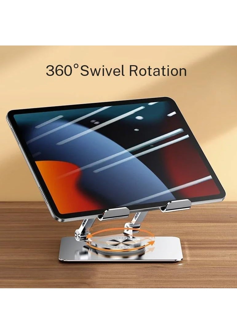 ELTRAZONE Rotatable Adjustable Tablet Stand – Silver Desk Mount for 4-12 Inch Tablets & Smartphones - Image 2