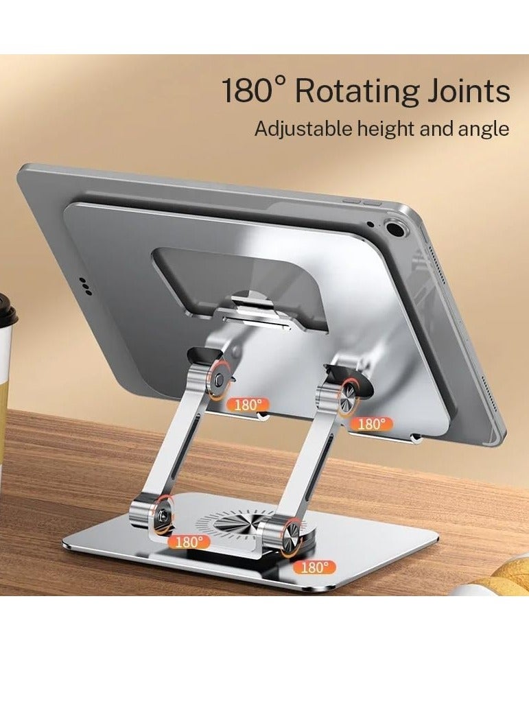 ELTRAZONE Rotatable Adjustable Tablet Stand – Silver Desk Mount for 4-12 Inch Tablets & Smartphones - Image 4