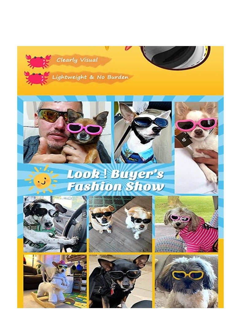 واي آند دي Dog Goggles Small Breed Sunglasses, UV Protection Sunglasses with Adjustable Strap, Waterproof Windproof Snowproof Cool Glasses for Puppy and Cat, Sun Doggie - Image 3